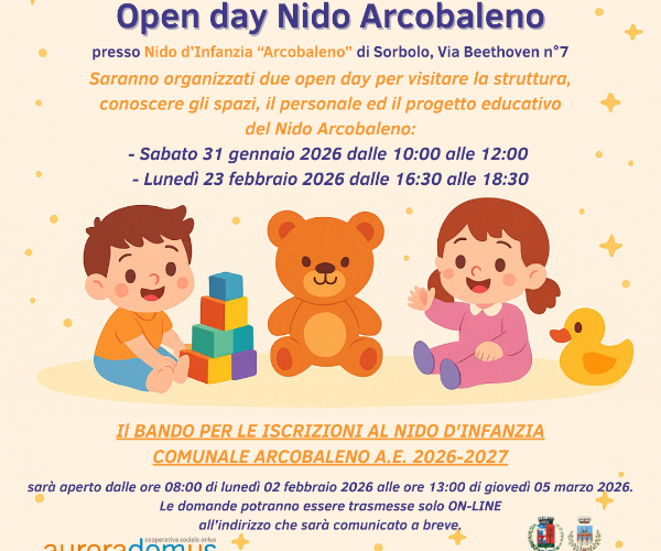 Open day Nido d'infanzia comunale Arcobaleno A.E. 2026-2027